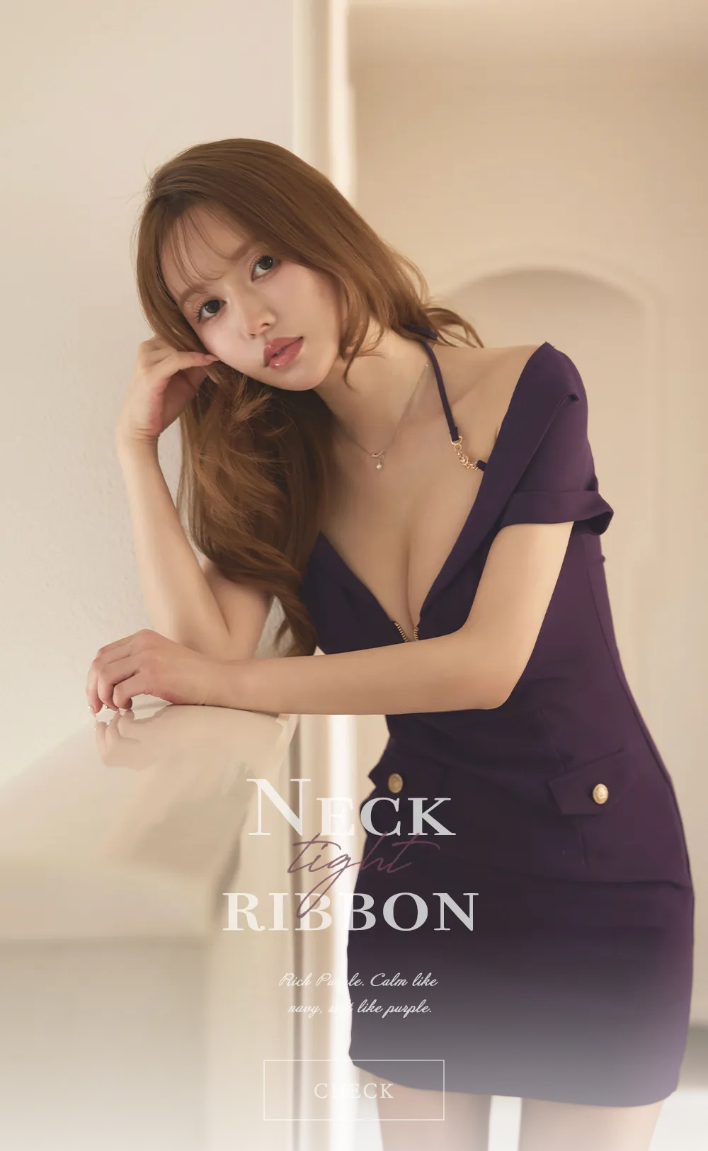 キャバドレス No.5911 パープル ミニ丈 正面