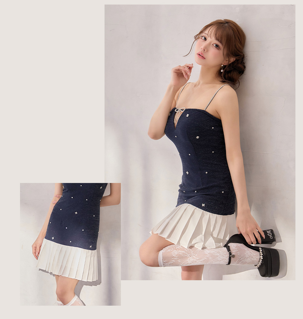 ラメリボンバイカラードレス サイズ・素材仕様