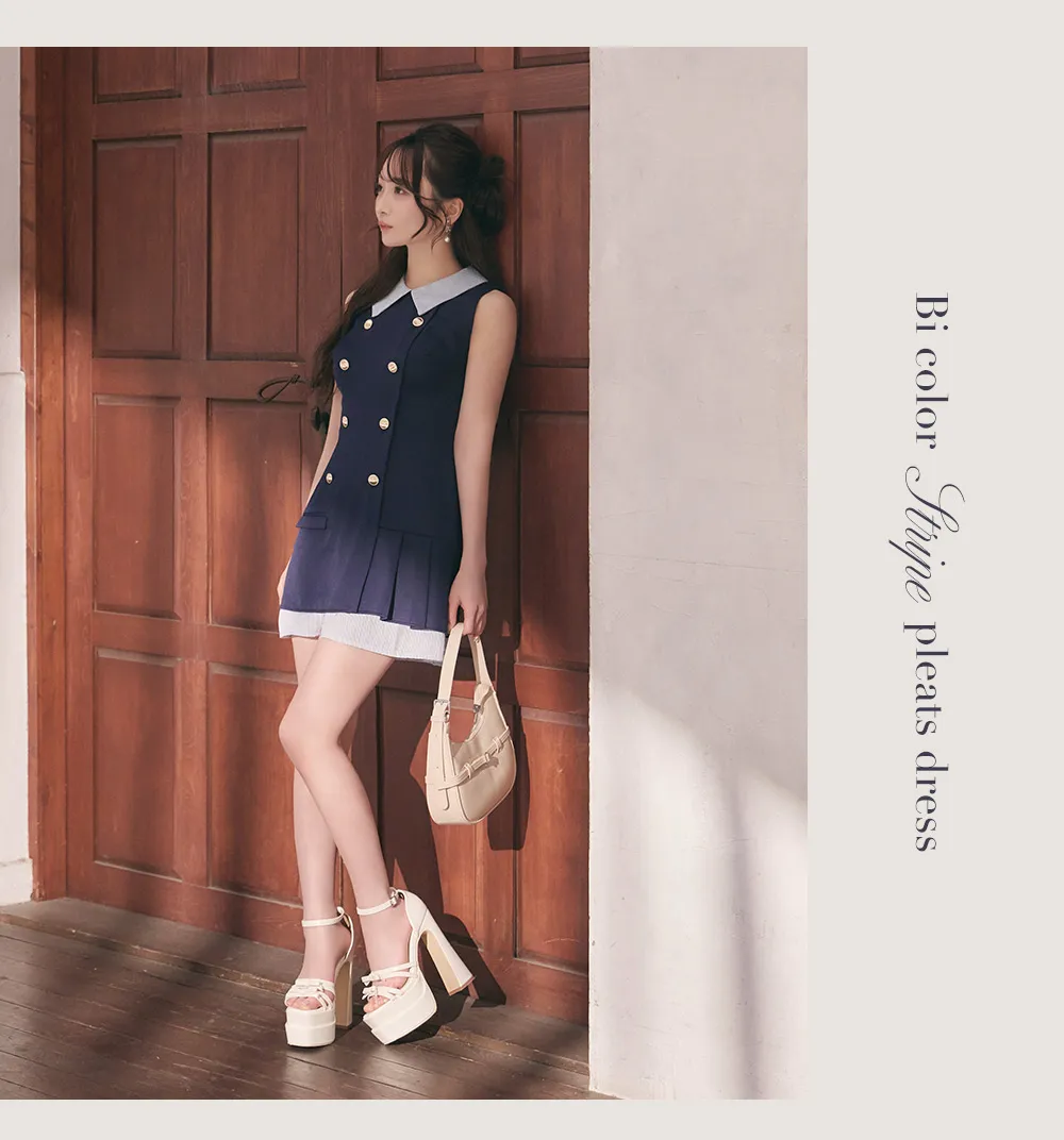 紬むぎ ストライプシャツドッキングワンピ 着用詳細