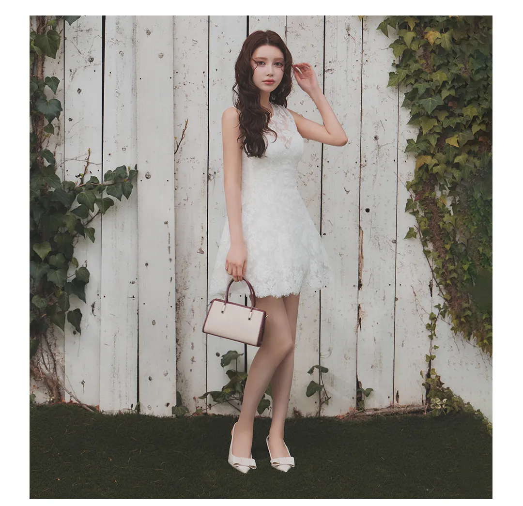 レース/シアー/ノースリーブ/フレアスカート/ワンピース/ミニドレス/キャバドレス5