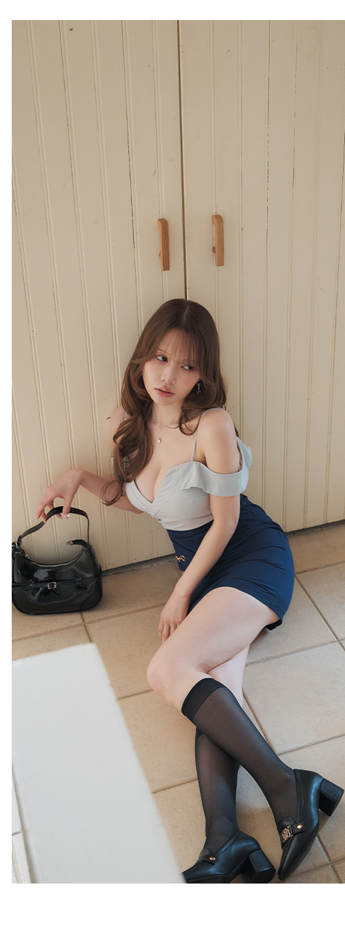 ribbon V Neck ドレス 詳細2 4