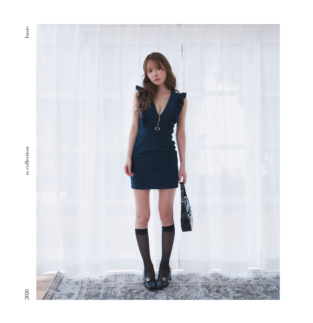 ribbon V Neck ドレス 着用イメージ 3