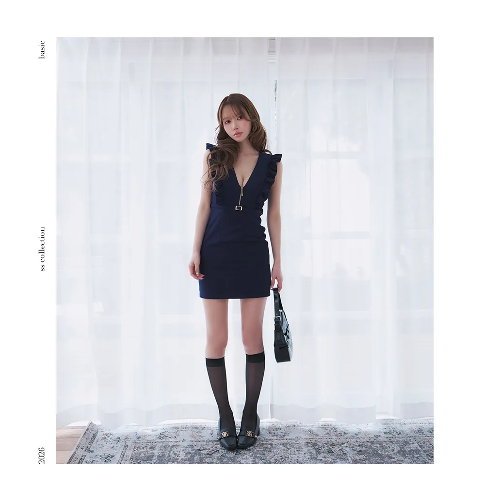 ribbon V Neck ドレス 着用イメージ 3