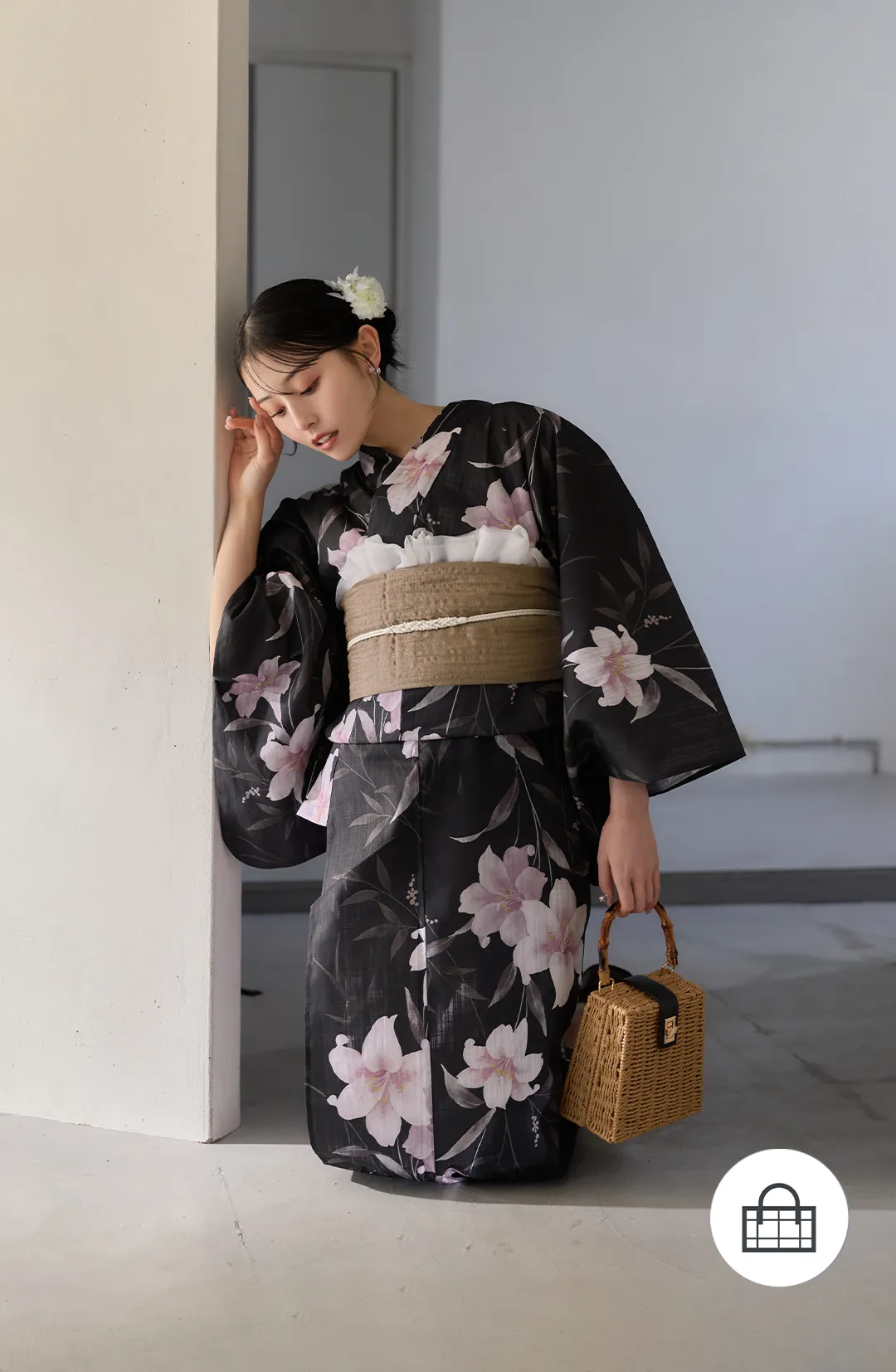 Y-9411-ok-B-F 2026新作浴衣 吉井美優 ネイビー浴衣