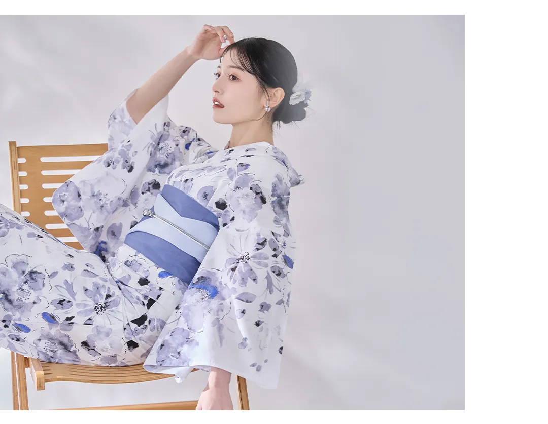 Y-9211-kj-BL-F 浴衣 吉井美優 ネイビー浴衣