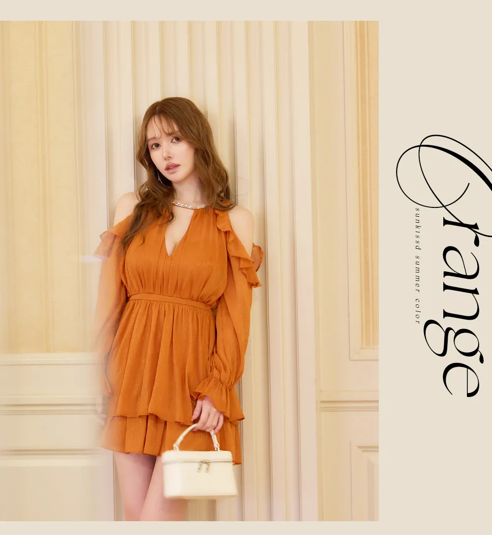 シフォンドロップショルダードレス 着用イメージ1