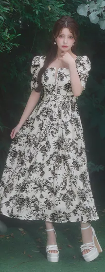 【sifeel/シフィール】花柄/フロントジップ/半袖/フレアスカート/ワンピース/ロングドレス/キャバドレス4