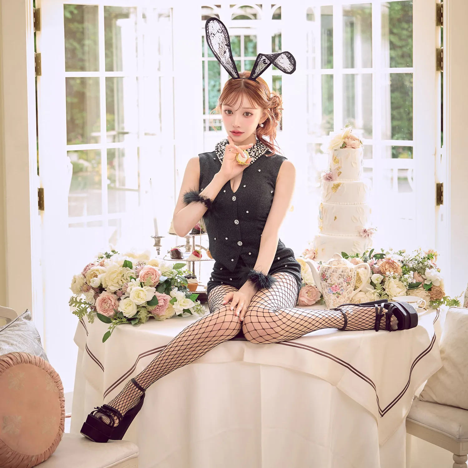 【ハロウィン】タキシードバニーセットアップ【コスプレ6点セット】 イメージ