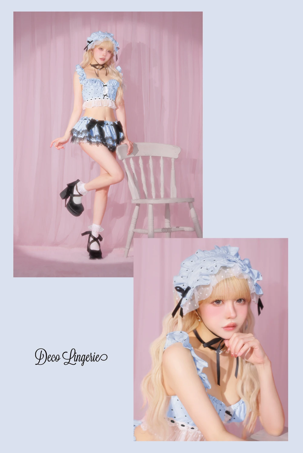 【Deco Lingerie/ デコランジェリー】ハートドットリボンフリルランジェリー 2