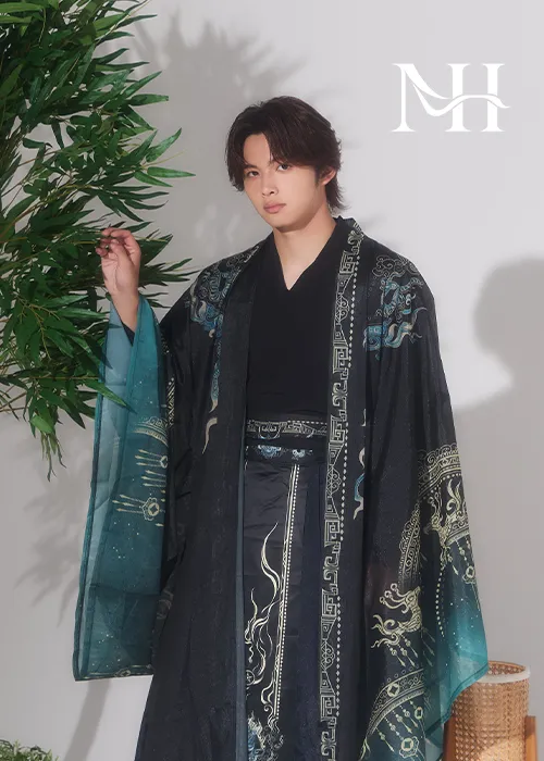 黒緑グラデーション漢服