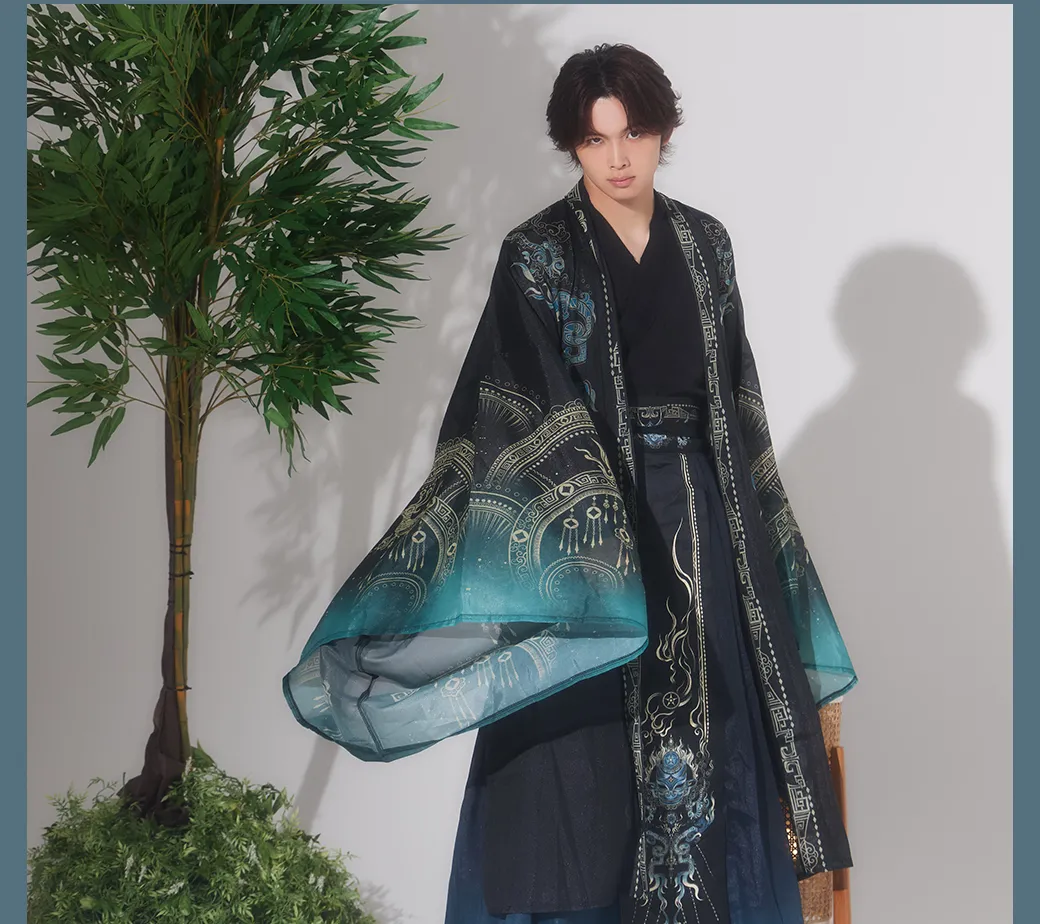 黒緑グラデーション漢服
