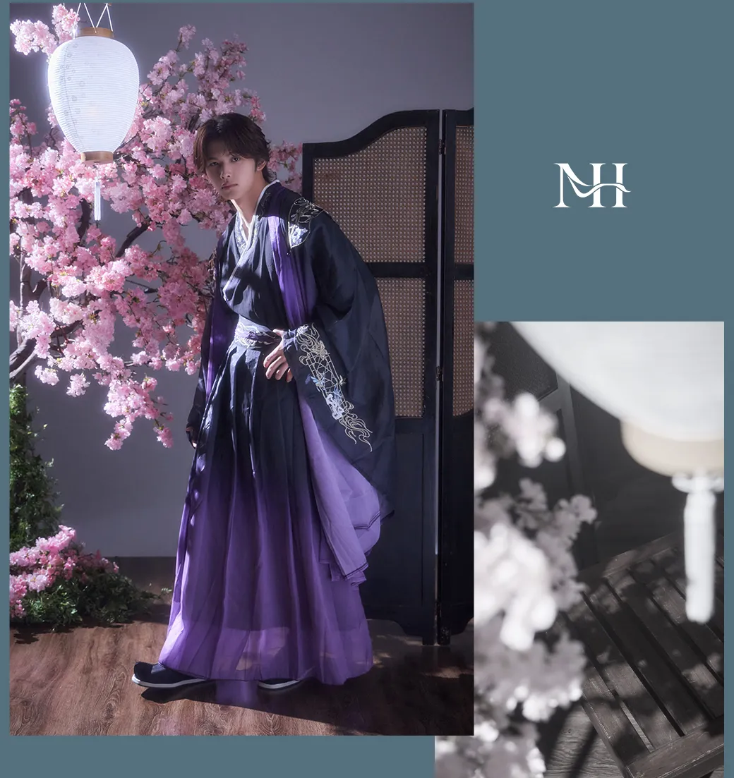 黒紫グラデーション漢服