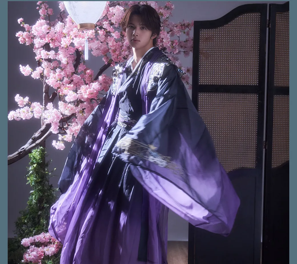 黒紫グラデーション漢服