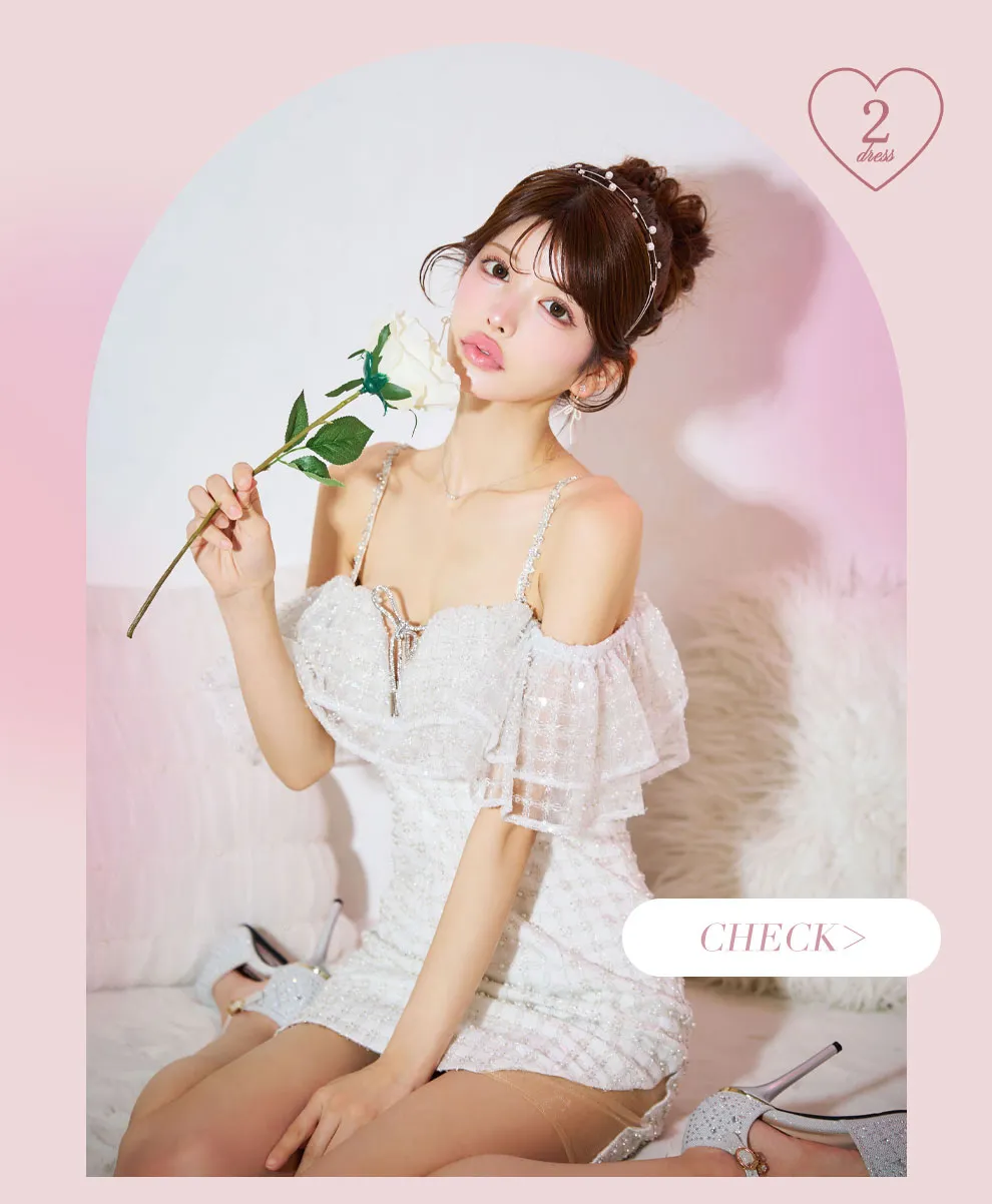 オフショルダーチェックミニドレス1