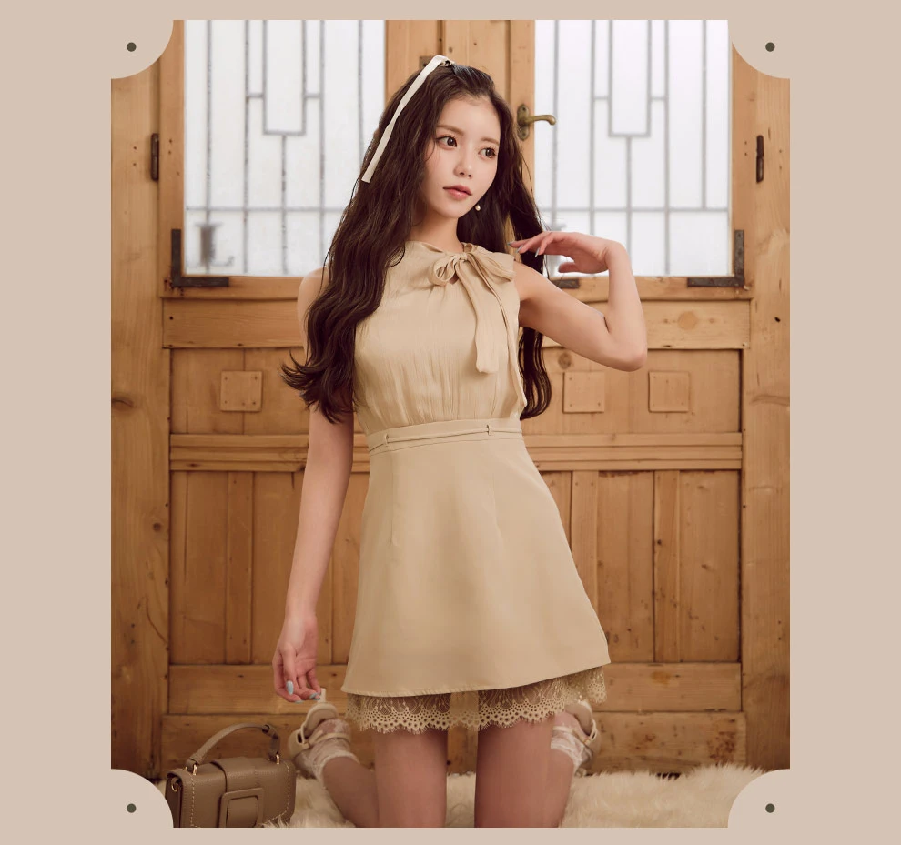 ノースリーブリボンレーススカートドレス2