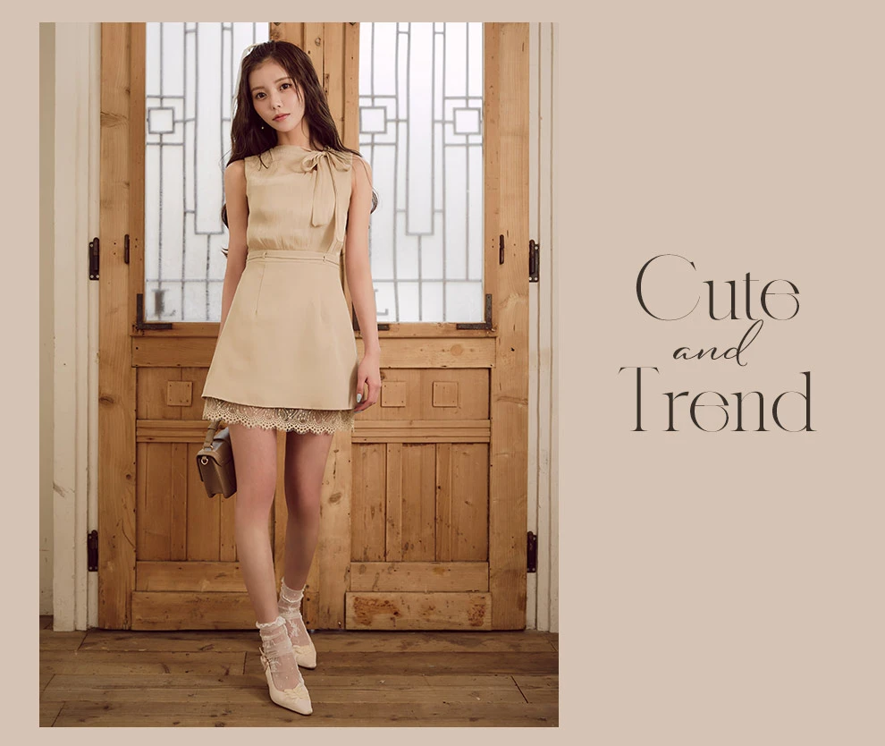 ノースリーブリボンレーススカートドレス3