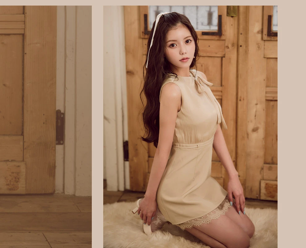 ノースリーブリボンレーススカートドレス5