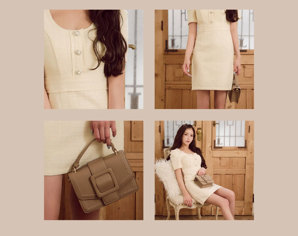 フロントボタンタイトドレス3