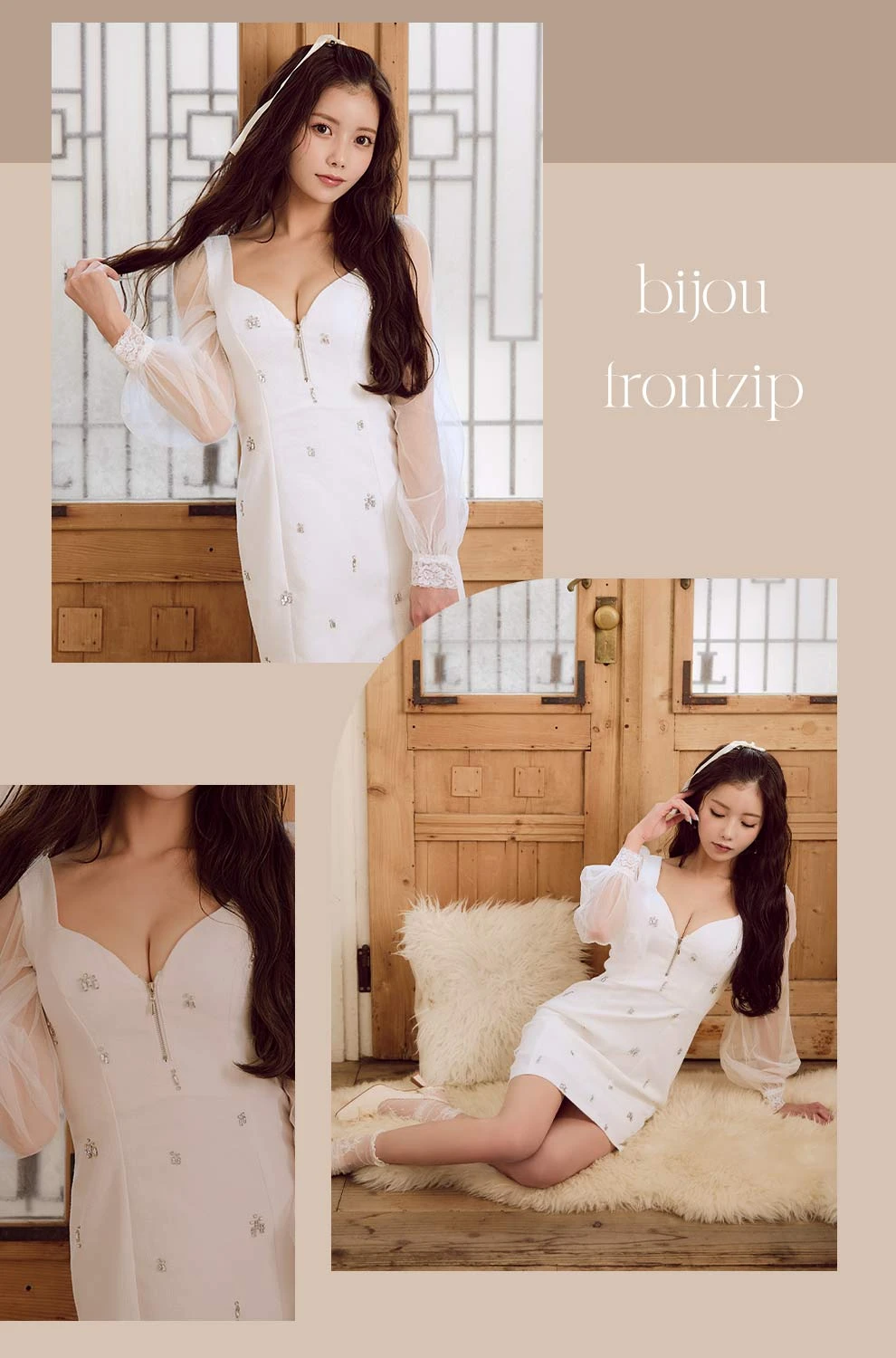 チュール長袖ビジュードレス3