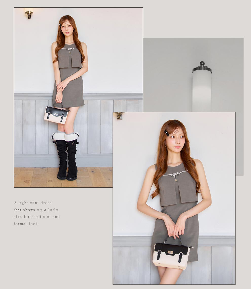 ビジューリボンノースリーブドレス3