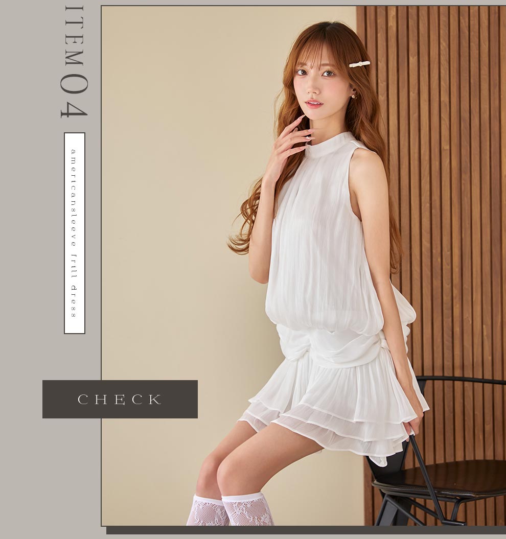 シフォンフレアノースリーブミニドレス1