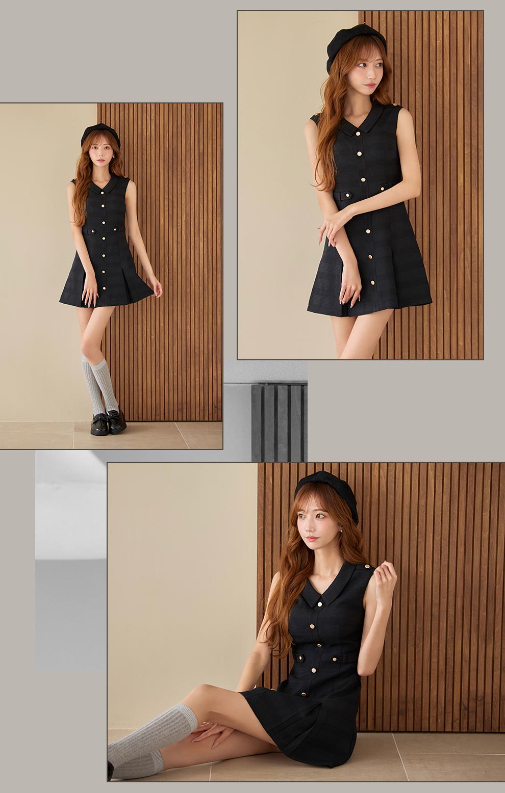 襟付きノースリーブプリーツミニドレス3