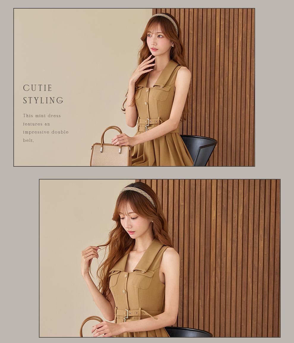 ダブルベルトプリーツミニドレス3