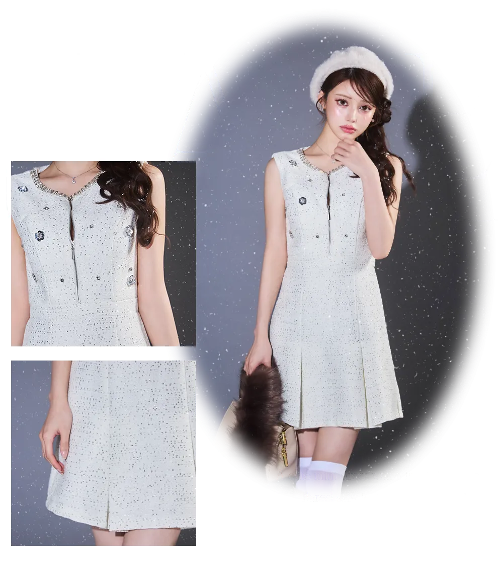 スパンコールフロントジップミニドレス2