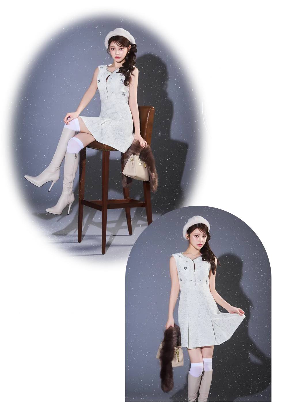 スパンコールフロントジップミニドレス4