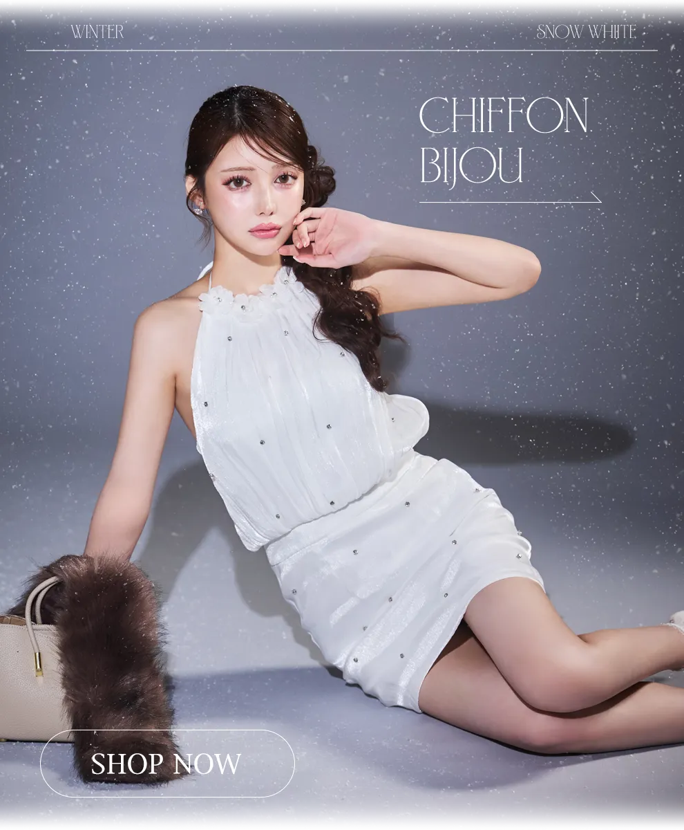 シフォンビジューミニドレス1