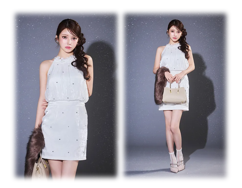 シフォンビジューミニドレス2