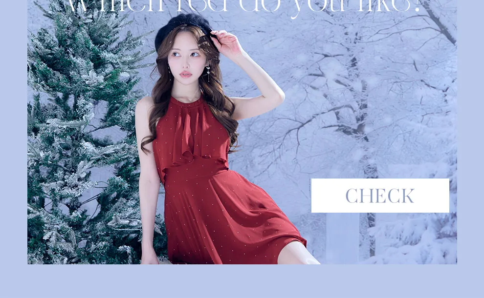 ホルターネックバックビジューフレアミニドレス