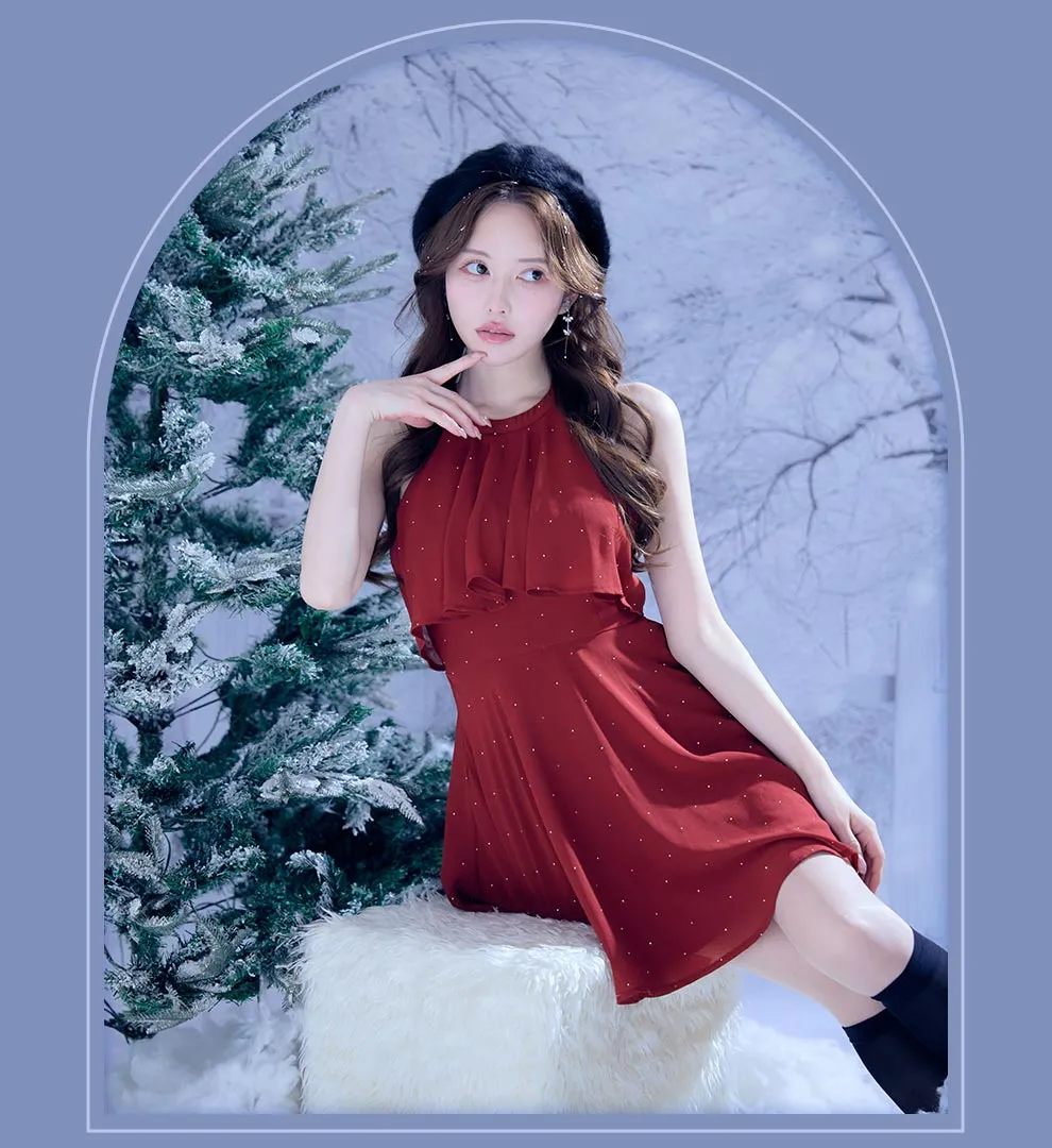 ホルターネックバックビジュードレス1