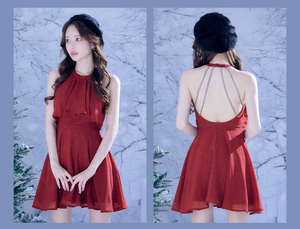 ホルターネックバックビジュードレス4