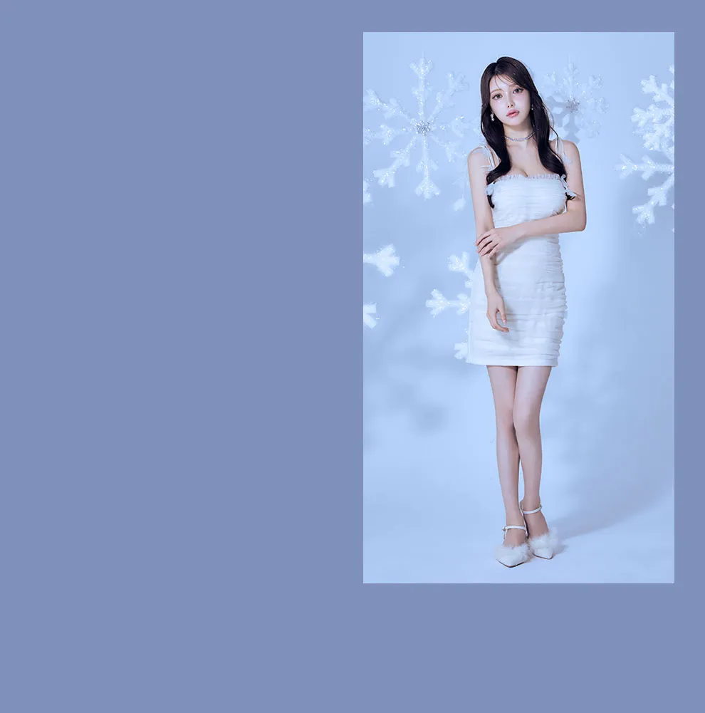 シフォンギャザーキャミソールタイトミニドレス4