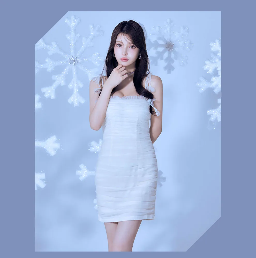 シフォンギャザーキャミソールタイトミニドレス6