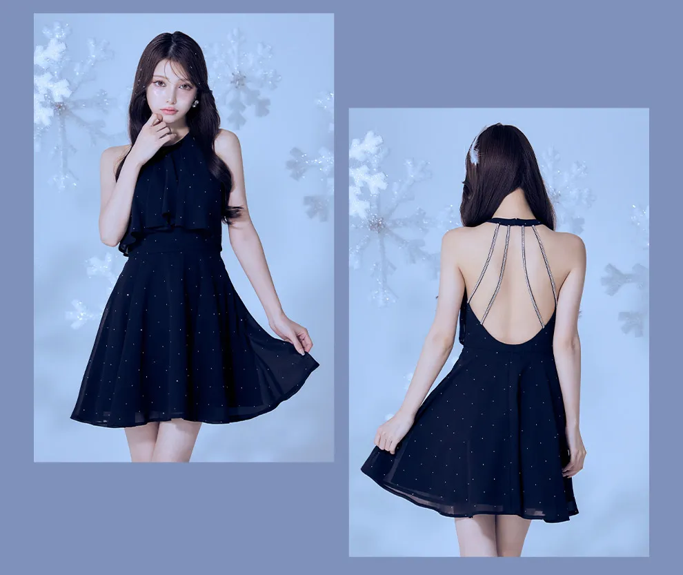 ホルターネックバックビジュードレス12