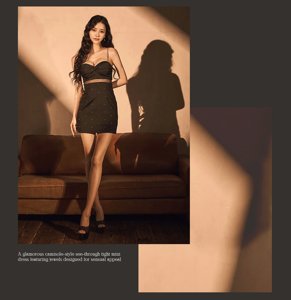 ウエストシースルーキャミソールドレス3