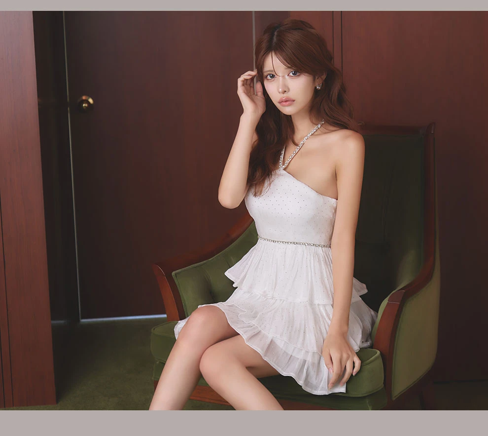 ビジューホルターネックスタッズティアードミニ8