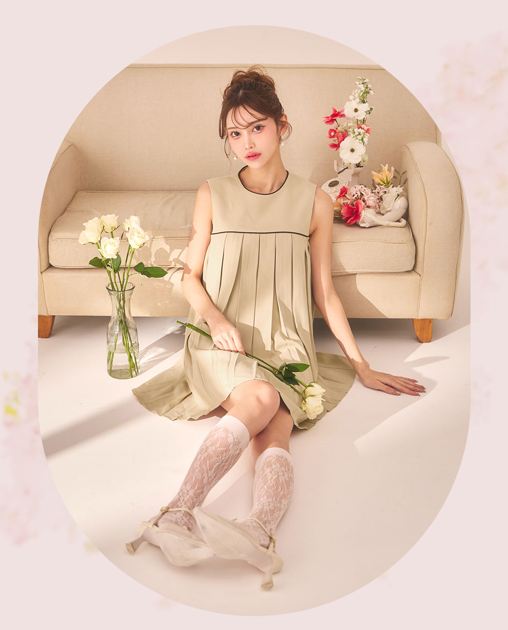 プリーツスカートミニワンピースドレス2