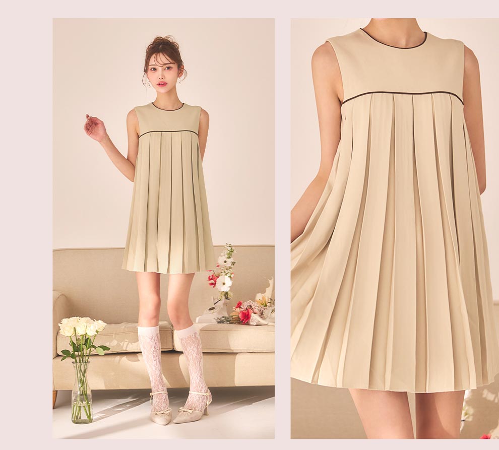 プリーツスカートミニワンピースドレス4