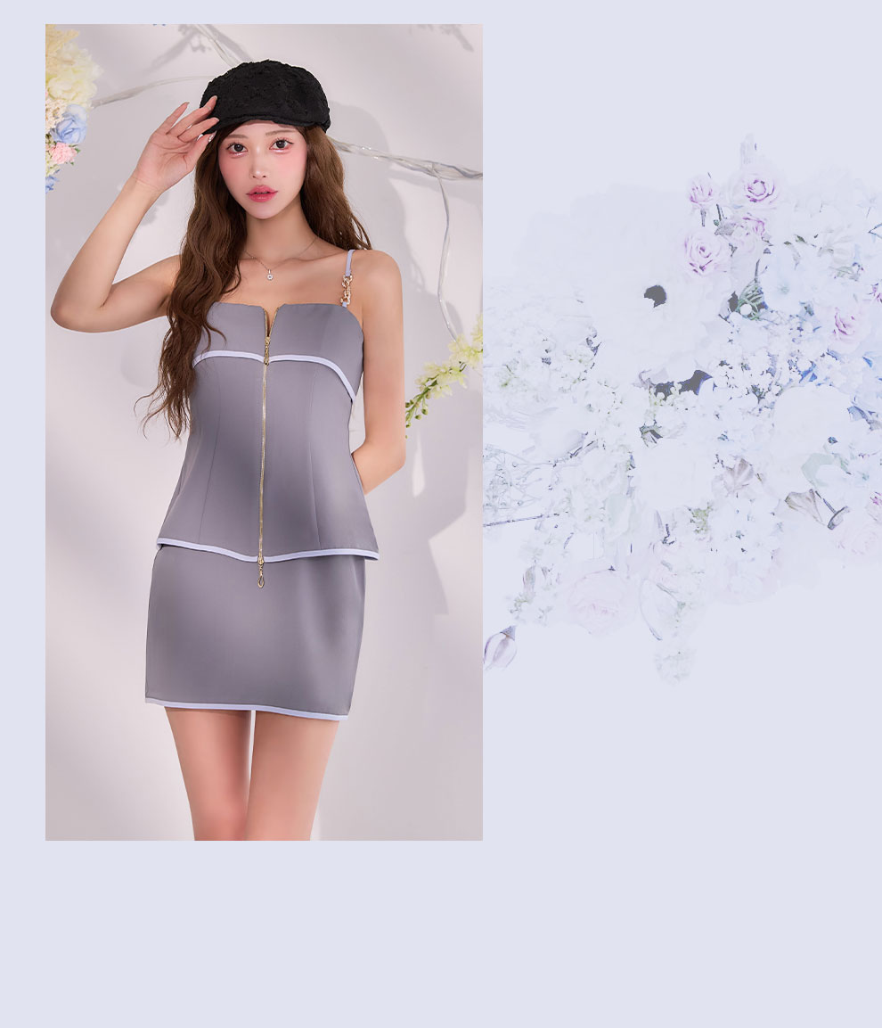 グレーパイピングキャミソールドレス4