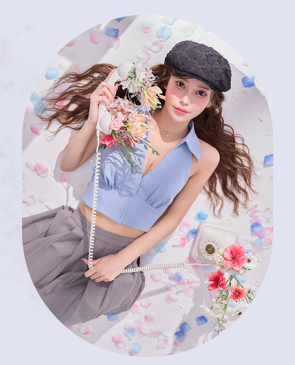 襟付きVカットプリーツセットアップ1