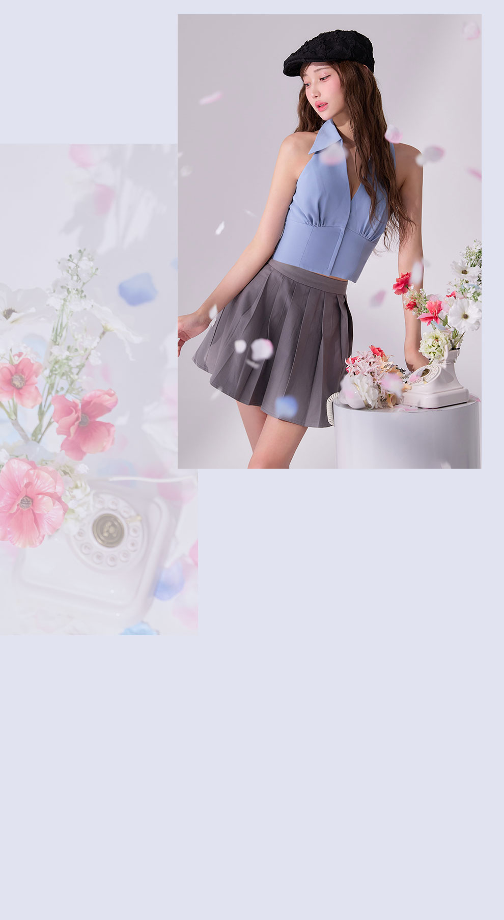 ビジューホルターネックスタッズティアードミニ3