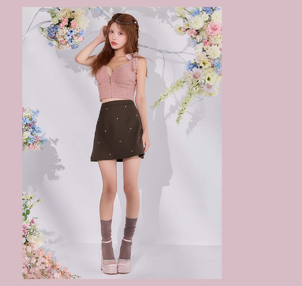 ピンクショルダーリボンビジューセットアップ6