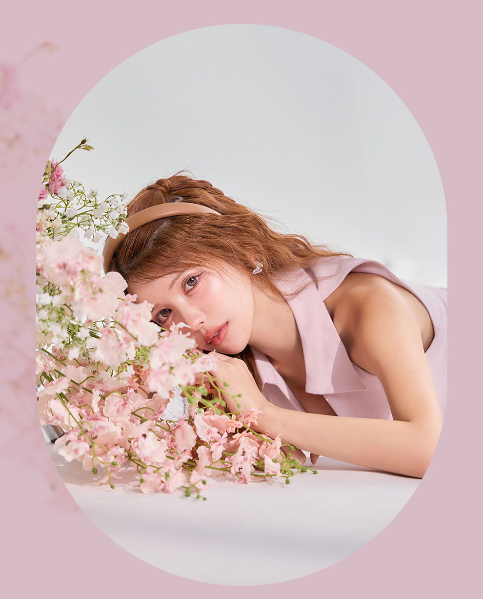 ピンク襟付きVカットプリーツセットアップ2