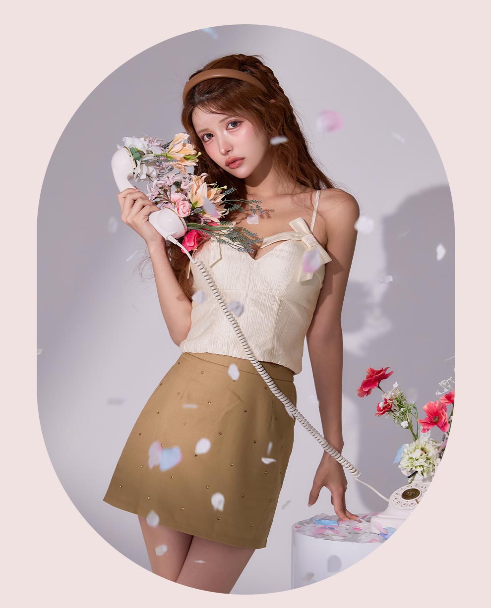 アイボリーリボンバイカラーセットアップドレス1