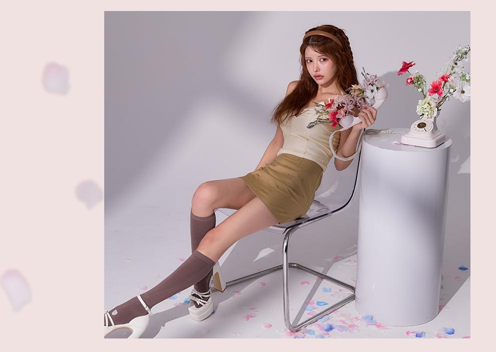 アイボリーリボンバイカラーセットアップドレス6