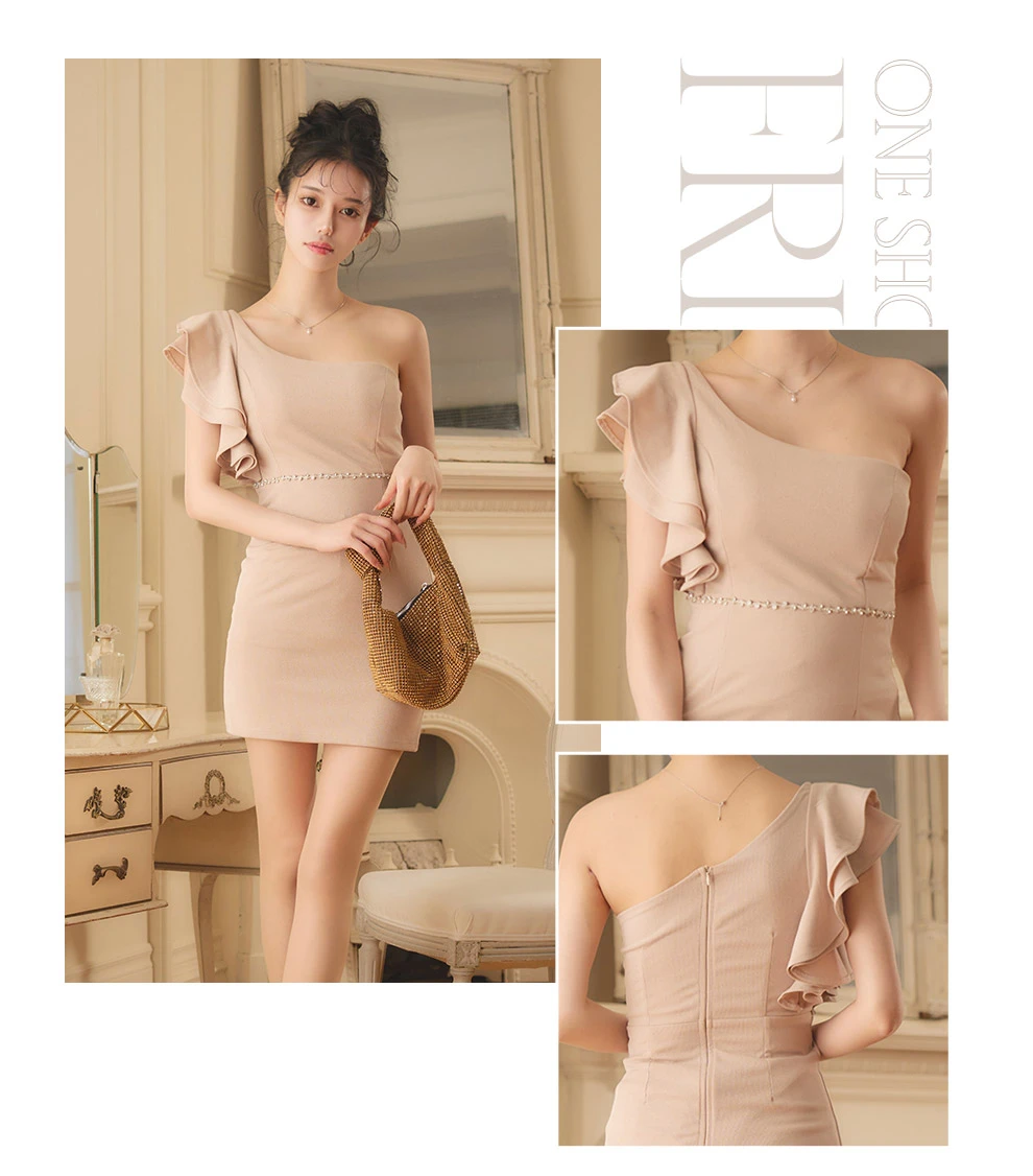 フリルワンショルダーミニドレス2