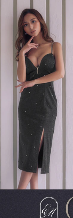 ビジューキャミソールミディアムドレス